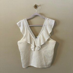 NWT Express Metallic Lace Trim Ruffle Tank